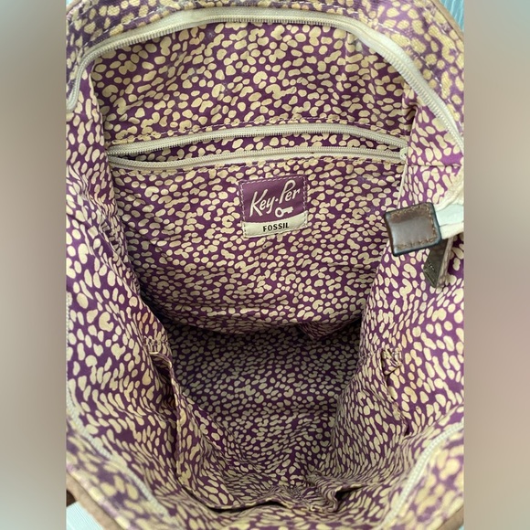 Vintage Fossil Key-Per Coated Canvas Shoulder Bag​ - Picture 7 of 9